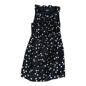 ADRIANNA PAPELL‎ Black Polka Dot Sleeveless Feminine Ruffle Sheath Dress 12